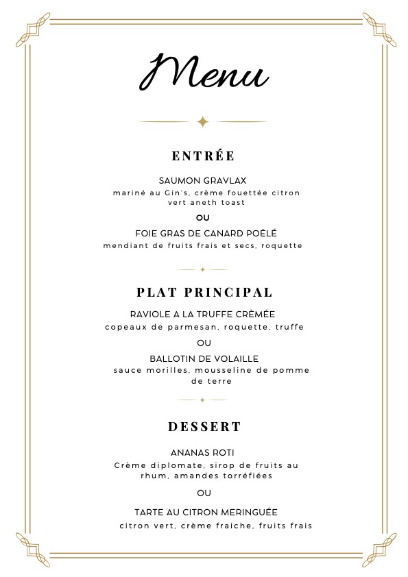Les Menus de Fête